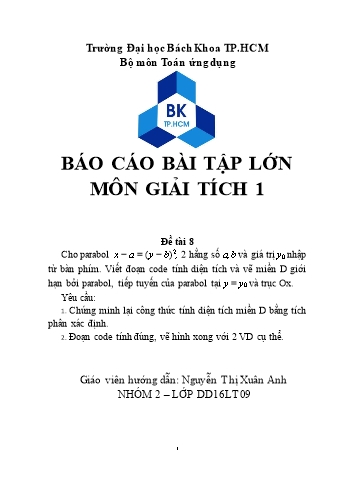 Báo cáo Bài tập lớn môn Giải tích 1 - Nguyễn Thị Xuân Anh