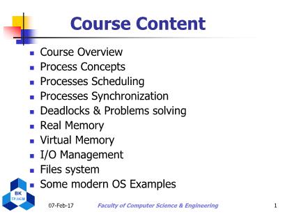 Computer Operating System - Lecture 1: General Overview - Nguyen Thanh Son