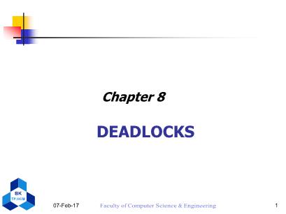 Computer Operating System - Lecture 8: Deadlocks - Nguyen Thanh Son
