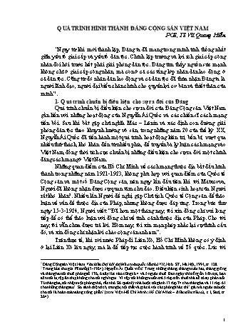 Đề tài Quá trình hình thành đảng cộng sản Việt Nam - Vũ Quang Hiển