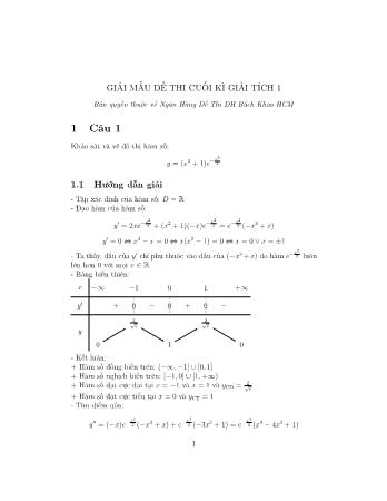 Giải chi tiết Đề thi Giải tích 1 - Đề 1 - Trường ĐH Bách Khoa TP HCM