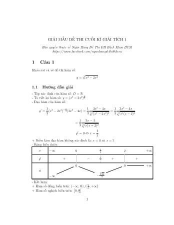 Giải chi tiết Đề thi Giải tích 1 - Đề 4 - Trường ĐH Bách Khoa TP HCM