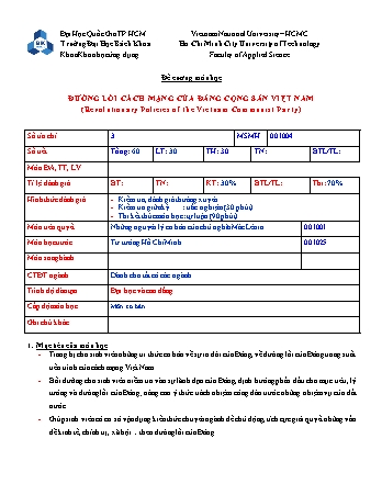 Giáo án Đường lối Cách Mạng Đảng Cộng Sản Việt Nam - Năm học 2014 - Đại Học Quốc Gia TP.HCM