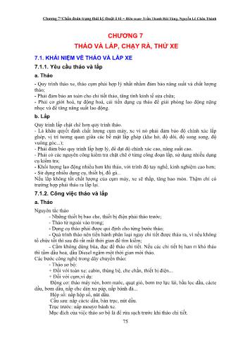 Giáo trình Chẩn đoán trạng thái kỹ thuật ô tô - Chương 7: Tháo lắp chạy ra thử xe - Trần Thanh Hải Tùng