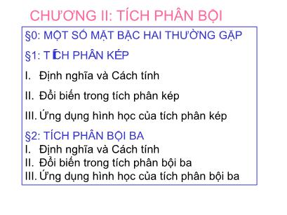 Giáo trình Giải tích 2 - Chương 2: Tích phân bội