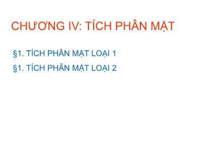 Giáo trình Giải tích 2 - Chương 4: Tích phân mặt