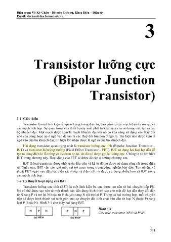 Giáo trình Kỹ thuật điện tử - Chương 3: Transistor lưỡng cực (Bipolar Junction Transistor) - Võ Kỳ Châu