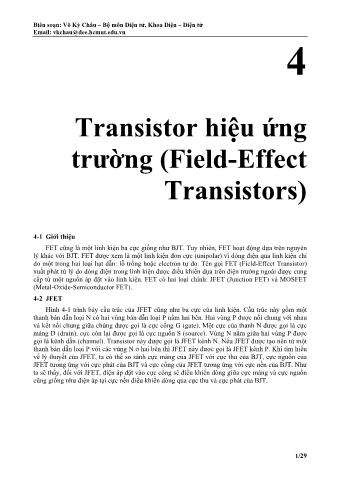 Giáo trình Kỹ thuật điện tử - Chương 4: Transistor hiệu ứng trường (Field-Effect Transistors) - Võ Kỳ Châu