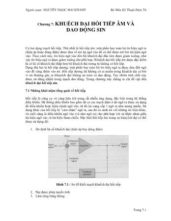 Giáo trình Kỹ thuật điện tử - Chương 7: Khuếch đại hồi tiếp âm và dao động sin - Võ Kỳ Châu