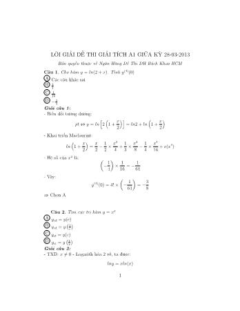 Lời giải chi tiết Đề thi Giải tích 1 - Đề A1 - Năm học 2013 Trường ĐH Bách Khoa TP HCM