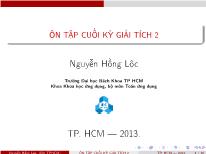 Ôn tập cuối kỳ Giải tích 2 - Năm học 2013 - Nguyễn Hồng Lộc (phần 2)