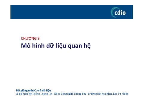 Bài giảng Cơ sở dữ liệu - Chương 3: Mô hình dữ liệu quan hệ - Kết hợp - Phạm Nguyễn Cương