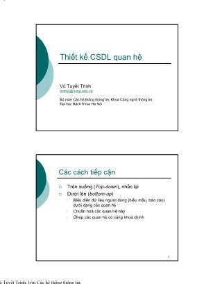 Bài giảng Cơ sở dữ liệu - Chương 4: Thiết kế CSDL quan hệ - Vũ Tuyết Trinh