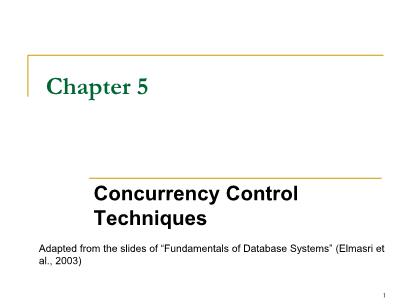 Course Database Management Systems - Chapter 5: Concurrency Control Techniques - Nguyen Thanh Tung