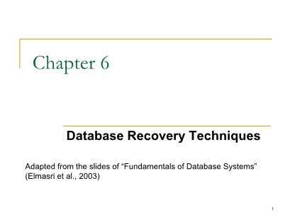 Course Database Management Systems - Chapter 6: Database Recovery Techniques - Nguyen Thanh Tung