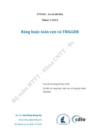 Thực hành Hệ thống thông tin - Ràng buộc toàn vẹn và trigger