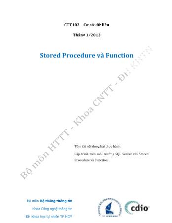 Thực hành Hệ thống thông tin - Stored Procedure va Function