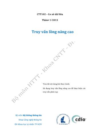 Thực hành Hệ thống thông tin - Truy vấn lồng và nâng cao