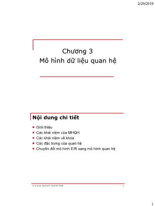 Bài giảng Cơ sở dữ liệu - Chương 3: Mô hình dữ liệu quan hệ - Nguyễn Thị Như Anh