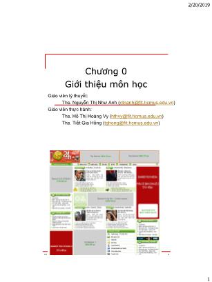 Bài giảng Cơ sở dữ liệu - Chương mở đầu: Giới thiệu môn học - Nguyễn Thị Như Anh