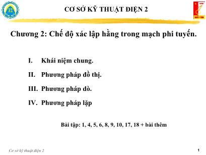Bài giảng Cơ sở Kỹ thuật điện 2 - Chương 2: Chế độ xác lập hằng trong mạch phi tuyến - Nguyễn Việt Sơn