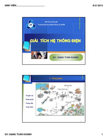 Bài giảng Giải tich hệ thống điện - Chương 1: Tổng quan Giải tích hệ thống điện - Đặng Tuấn Khanh