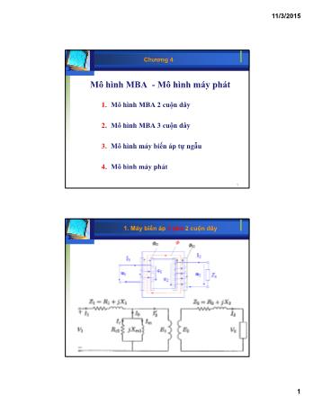 Bài giảng Giải tich hệ thống điện - Chương 4: Mô hình MBA - Mô hình máy phát