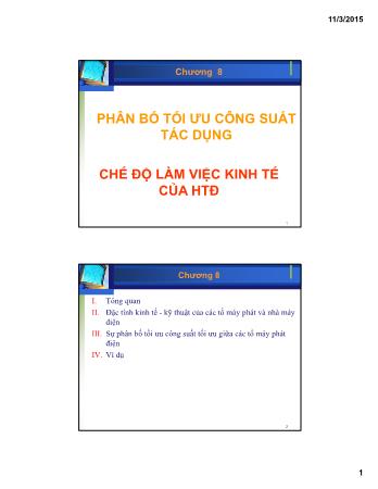 Bài giảng Giải tich hệ thống điện - Chương 8: Phân bố tối ưu công suất tác dụng