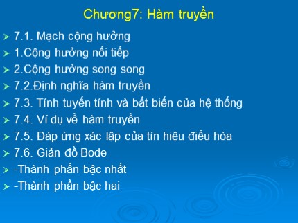 Bài giảng Giải tích mạch - Chương 7: Hàm truyền