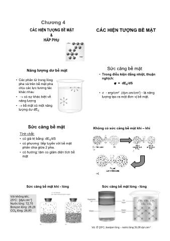 Bài giảng Hóa Lý 2 - Chương 4: Các hiện tượng bề mặt & hấp phụ