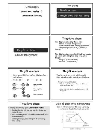 Bài giảng Hóa Lý 2 - Chương 6: Động học phân tử