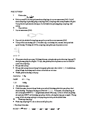 Bài giảng Hóa lý Polime - Chương: Polystyren