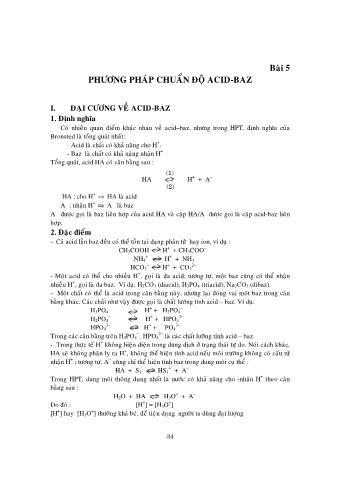 Bài giảng Hóa phân tích tham khảo - Bài 5: Phương pháp chuẩn độ acid-baz