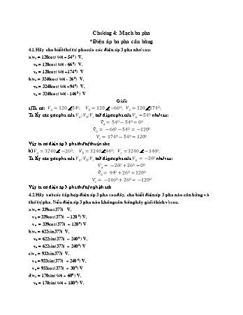 Bài tập Giải tích mạch - Chương 4: Mạch ba pha