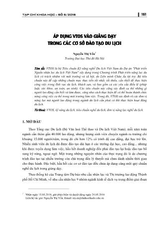 Đề tài Áp dụng vios vào giảng dạy trong các cơ sở đào tạo du lịch - Nguyễn Thị Yến