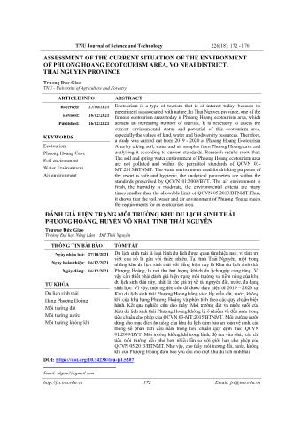 Đề tài Đánh giá hiện trạng môi trường khu du lịch sinh thái phượng hoàng, Huyện Võ Nhai, Tỉnh Thái Nguyên