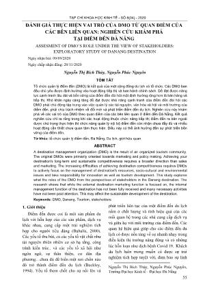 Đề tài Đánh giá thực hiện vai trò của DMO từ quan điểm của các bên liên quan: Nghiên cứu khám phá tại điểm đến Đà Nẵng