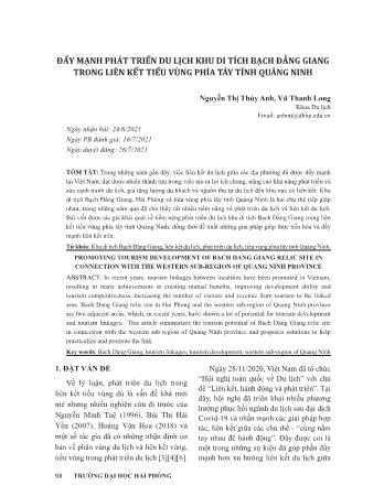 Đề tài Đẩy mạnh phát triển du lịch khu di tích Bạch Đằng Giang trong liên kết tiểu vùng phía tây tỉnh Quảng Ninh
