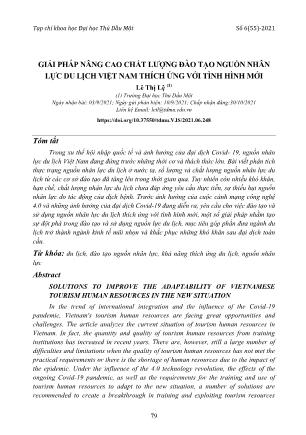 Đề tài Giải pháp nâng cao chất lượng đào tạo nguồn nhân lực du lịch Việt Nam thích ứng với tình hình mới