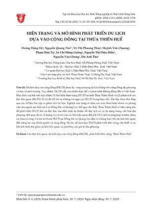 Đề tài Hiện trạng và mô hình phát triển du lịch dựa vào cộng đồng tại Thừa Thiên Huế