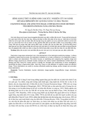 Đề tài Hình ảnh lí trí và hình ảnh cảm xúc: Nghiên cứu so sánh giữahai điểm đến du lịch Đà Nẵng và Nha Trang