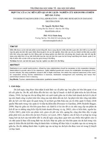 Đề tài Hợp tác của các bên liên quan du lịch– nghiên cứu khám phá ở điểm đến Đà Nẵng