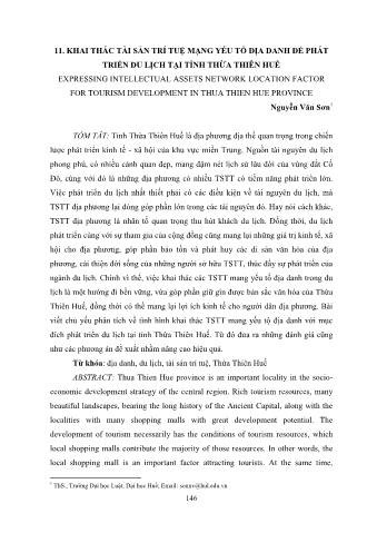 Đề tài Khai thác tài sản trí tuệ mạng yếu tố địa danh để phát triển du lịch tại tỉnh Thừa Thiên Huế