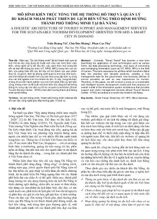 Đề tài Mô hình kiến trúc tổng thể hệ thống hỗ trợ và quản lý du khách nhằm phát triển du lịch bền vững theo định hướng Thành phố thông minh tại Đà Nẵng