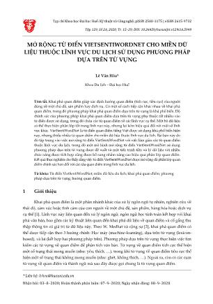 Đề tài Mở rộng từ điển Vietsentiwordnet cho miền dữ liệu thuộc lĩnh vực du lịch sử dụng phương pháp dựa trên từ vựng