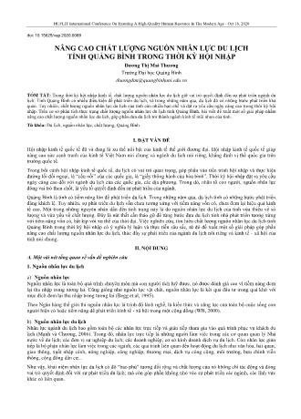 Đề tài Nâng cao chất lượng nguồn nhân lực du lịch tỉnh Quảng Bình trong thời kỳ hội nhập