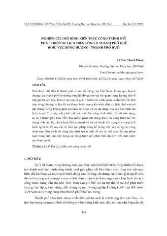 Đề tài Nghiên cứu mô hình kiến trúc công trình nổi phát triển du lịch trên sông ở Thành phố Huế (khu vực sông Hương - Thành phố Huế)