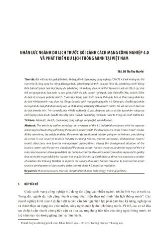 Đề tài Nhân lực ngành du lịch trước bối cảnh cách mạng công nghiệp 4.0 và phát triển du lịch thông minh tại Việt Nam