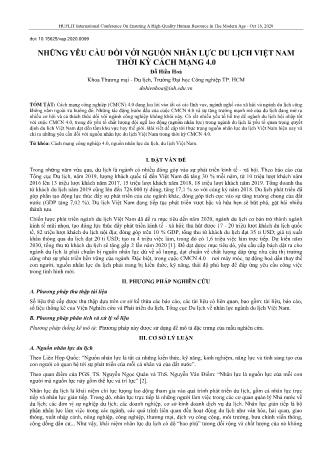 Đề tài Những yêu cầu đối với nguồn nhân lực du lịch Việt Nam thời kỳ cách mạng 4.0
