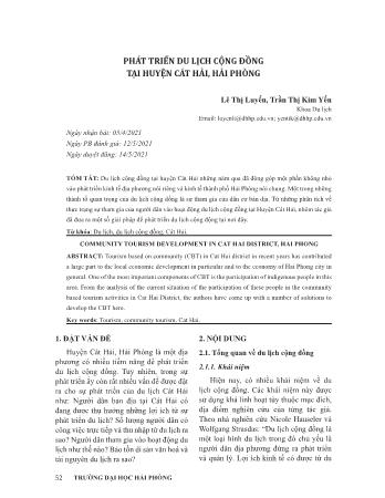 Đề tài Phát triển du lịch cộng đồng tại huyện Cát Hải, Hải Phòng